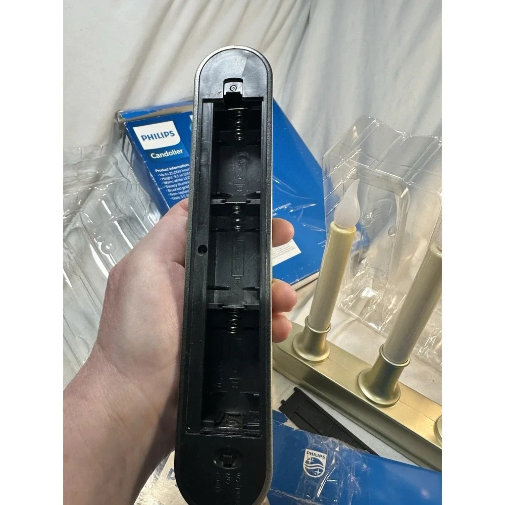 Set of 2 Philips Candolier LED Warm White Gold Tone with 6 hour Timer